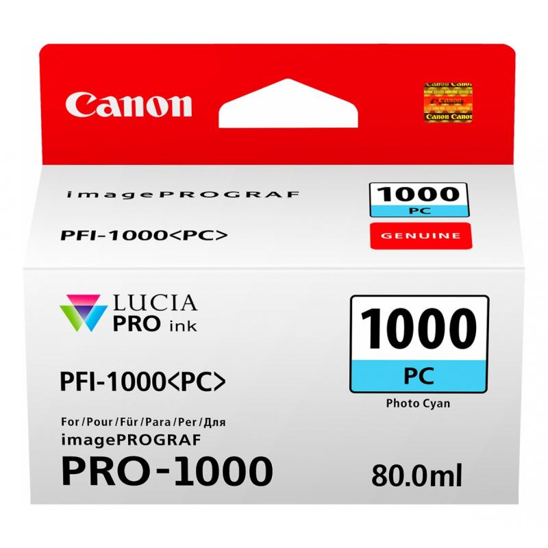 Cartus Cerneala Original Canon Light Cyan, PFI-1000PC, pentru IPF PRO-1000, , incl.TV 0.11 RON, 