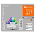 Pachet 4 Becuri LED RGB inteligente Ledvance SMART+ WiFi Classic Multicolour A, E27, 9W (60W), 806 lm, lumina alba si color (2700-6500K) + Telecomanda, fara baterii