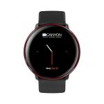 CANYON Marzipan SW-75 Smart watch, 1.22inches IPS full touch screen, aluminium+plastic body,IP68 waterproof, multi-sport mode with swimming mode, compatibility with iOS and android,black-red body with extra black leather belt, Host: 41.5x11.6mm, Strap: 24
