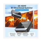 Switch video Vention, HDMI(M) la 2 x HDMI(M), rezolutie maxima 4K la 60Hz, conectori auriti, dublu sens, invelis acrilic si ABS, negru, 