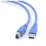 CABLU USB GEMBIRD pt. imprimanta, USB 3.0 (T) la USB 3.0 Type-B (T), 0.5m, conectori auriti, albastru, 