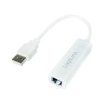 CABLU USB LOGILINK adaptor, USB 2.0 (T) la RJ45 (M), 10cm, 10/100 Mbit/s, alb, 
