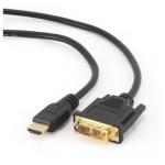 CABLU video GEMBIRD, adaptor HDMI (T) la DVI-D SL (T), 0.5m, conectori auriti, negru, 