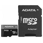 Card de Memorie MicroSD ADATA, 64GB, Adaptor SD, Class 10