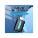 Adaptor USB OTG Vention, USB Type-C (T) la USB 2.0 (M),  rata transfer 480 Mbps, invelis PVC, negru, "CDTB0" (timbru verde 0.03 lei) - 6922794755253