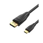 Cablu video Vention, USB Type-C(T) la DisplayPort(T), 2m, rezolutie maxima 8K la 60Hz/4K la 120Hz, conectori auriti, cupru, invelis PVC, negru, 