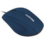 CANYON Wired Optical Mouse with 3 keys, DPI 1000 With 1.5M USB cable,Blue,size72*108*40mm weight:0.077kg