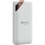CANYON PB-202 Power bank 20000mAh Li-poly battery, Input 5V/2A, Output 5V/2.1A(Max), with Smart IC and power display, White, USB cable length 0.25m, 137*67*25mm, 0.360Kg