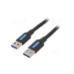 CABLURI USB pt. PC. imprimante - Vention USB 3.0 A Male to A Male  Cable 2M Black PVC Type , "CONBH" - 6922794748835