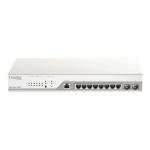 D-Link Switch DBS-2000-10MP, 8 porturi Gigabit POE, 2 porturi Combo 1000 Mbps/SFP, Buget POE: 130W , Switching Capacity: 20 Gbps, dimensiuni: 330 x 180 x 44mm, Standarde wireless: IEEE 802.3ad,IEEE 802.3at, managed, Forwarding rate: 14.88 Mpps, Procesor: 