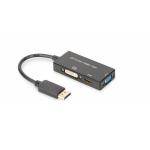 DIGITUS DisplayPort converter cable DP - HDMI+DVI+VGA M-F/F/F 0 2m 3 in 1 Multi-Media cable CE bl gold 