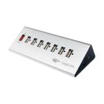 HUB extern LOGILINK, porturi USB: USB 2.0 x 7, Fast Charging Port, conectare prin USB 2.0, alimentare retea 220 V, argintiu, 