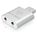 CABLU video Icy Box USB 2.0 la Audio casti si microfon, aluminiu, argintiu, 