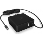 ALIMENTATOR retea 220V Icy Box, universal, 1 x USB-A QC 5V@2.4A, 1 x USB-C PD 90W 20V@4.5A, cablu USB-C 1.8m, negru, 