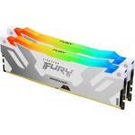Memorie RAM Kingston, DIMM, DDR5, 32GB, 6000MHz, CL32, 1.35V, FURY Renegade White, RGB, Kit of 2