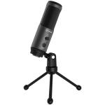 LORGAR Gaming Microphones, Black, USB condenser mic with Volume Knob, 3.5MM headphonejack, mute button and led indicator, package including 1x F5 Microphone, 1 x 2M type-C USB Cable, 1 xTripod Stand
