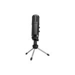 LORGAR Gaming Microphones, Black, USB condenser microphone with Volume Knob & Echo Kob, including 1x Microphone, 1 x 2.5M USB Cable, 1 x Tripod Stand, 1 x User Manual, body size: Φ47.4*158.2*48.1mm, weight: 243.0g