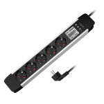 PRELUNGITOR LOGILINK, Schuko x 5, cablu 3G 1.5mm2, 230 V/16 A, 50 Hz, max. 3500 W, LCD consum, butoane: Power, Q, CO2, Reset, 1.4m, negru-argintiu, "LPS286" (timbru verde 0.8 lei)