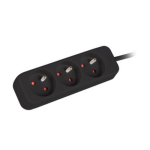 Prelungitor 1.5m, 3 prize , cablu din cupru de calitate superioara, negru