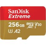 Micro Secure Digital Card SanDisk Extreme, 256GB, Clasa 10, R/W speed: up to 100MB/s/, 90MB/s, include adaptor SD (pentru telefon)