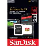 Micro Secure Digital Card SanDisk Extreme PLUS, 128GB, Clasa 10, R/W speed: up to 100MB/s/ 90MB/s, include adaptor SD (pentru telefon)