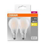 2 Becuri LED Osram Base Classic A, E27, 7W (60W), 806 lm, lumina calda (2700K), semi-transparent