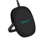 INCARCATOR wireless SPACER 2 in 1 cu suport inclus, compatibil prindere magnetica Iphone, Quick Charge 15W Qi, conector Type-C, negru 
