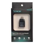 CARD READER extern SPACER, interfata USB Type C, citeste/scrie: micro SD; plastic, negru, 