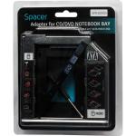 RACK intern SPACER, tip caddy 12.7mm, 5.25 inch la 2.5 inch, S-ATA, interfata PC S-ATA, metal, negru, "SPR-25DVDN" (include TV 0.8lei)