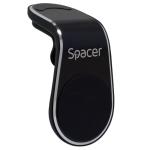 SUPORT auto SPACER pt. SmartPhone, fixare in grilaj bord, prindere magnetica telefon 360 grade, black, 