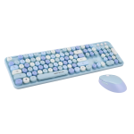 Kit tastatura + mouse Serioux Retro  9900BL, wireless 2.4GHz, US layout, multimedia, mouse optic 800-1600dpi, USB, nano receiver, albastru