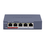 Switch POE 4 porturi Hikvision DS-3E0105P-E/M(C), fara management; 4 × 10/100 Mbps PoE port,1 × 10/100 Mbps RJ45 port, IEEE 802.3af,IEEE 802.3at, PoE power budget 45W, distanta transmisie: 300m;