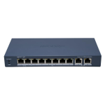 Switch PoE Hikvision DS-3E1310HP-EI(B): 8 x 10/100M PoE Ports, 2 x Gigabit Uplink Ports, 8 porturi PoE maxim 90W, buget PoE 110W, tensiune alimentare 54 VDC, 2.22 A, dimensiuni: 217.6 mm × 27.6 mm × 108.5 mm, greutate: 0.55kg, montare pe birou sau pe pere