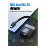 Convertor video Vention, USB Type-C(T) la VGA (M), 0.15m, rezolutie maxima 1080p la 60 Hz, conectori auriti, cupru, invelis PVC, negru, 