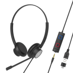 Casti cu fir call center Tellur Voice 420, binaural, USB Jack 3.5mm, negru