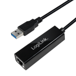 CABLU USB LOGILINK adaptor, USB 3.0 (T) la RJ45 (M), 25cm, 10/100/1000 Mbit/s, negru, 