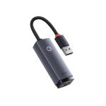 ADAPTOR RETEA Baseus Lite, USB 2.0 to RJ-45 10/100 Mbps Adapter, metalic, LED, gri 