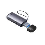 CARD READER extern Baseus Lite, interfata USB 3.0, citeste/scrie: SD, microSD viteza pana la 480Mbps,  suporta carduri maxim 512 GB, metalic, gri 