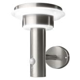 Aplica LED solara pentru exterior cu senzor de lumina si miscare Ledvance Endura Style Solar Wall Sensor Double Circle, 6W, 3.2 V, 400 lm, lumina calda (3000K), IP44/IK03, 220x185x178mm, otel, PIR °90, raza detectie 6m, Gri