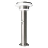 Stalp LED solar pentru exterior cu senzor de lumina si miscare Ledvance Endura Style Solar Post Sensor Double Circle, 6W, 3.2 V, 400 lm, lumina calda (3000K), IP44/IK03, 400x178mm, otel, PIR °90, raza detectie 6m, Gri