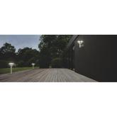 Stalp LED solar pentru exterior cu senzor de lumina si miscare Ledvance Endura Style Solar Post Sensor Double Circle, 6W, 3.2 V, 400 lm, lumina calda (3000K), IP44/IK03, 400x178mm, otel, PIR °90, raza detectie 6m, Gri