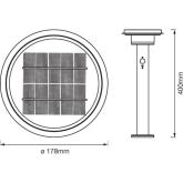 Stalp LED solar pentru exterior cu senzor de lumina si miscare Ledvance Endura Style Solar Post Sensor Double Circle, 6W, 3.2 V, 400 lm, lumina calda (3000K), IP44/IK03, 400x178mm, otel, PIR °90, raza detectie 6m, Gri