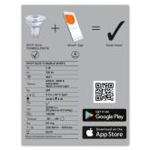 Bec LED inteligent Ledvance SMART+ WiFi SPOT Tunable White, GU10, 4.9W (50W), 350 lm, lumina alba (2700-6500K)