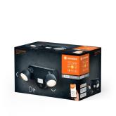 Spot LED dublu pentru exterior cu camera de supraveghere 2 MP si senzor de miscare Ledvance Smart+ WiFi MULTISPOT CAMERA, 16W, 1720 lm, lumina calda (3000K), dimabila, IP44, 250x135x130mm, Gri, clasa energetica D