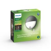 Aplica LED pentru exterior cu senzor de miscare Philips Capricorn, 6W (47W), 600 lm, lumina calda (2700K), IP44, 78x214mm, Antracit