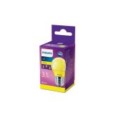 Bec LED Philips COLORED YELLOW P45, E27, 3.1W (25W), lumina galbena