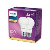2 Becuri LED Philips A60, EyeComfort, E27, 13W (100W), 1521 lm, lumina calda (2700K), mat