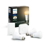 SET 3 KIT smart LED Philips, soclu E27, putere 9W, forma clasic, lumina alb calda, alimentare 220 - 240 V, 