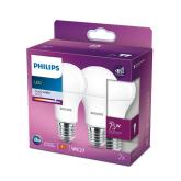 2 Becuri LED Philips A60, EyeComfort, E27, 10W (75W), 1055 lm, lumina neutra (4000K), mat