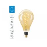 Bec LED inteligent vintage (decorativ) WiZ Connected Filament GoldPS160, Wi-Fi, E27, 6W (25W), 390 lm, lumina alba (2000-5000K), compatibil Google Assistant/Alexa/Siri